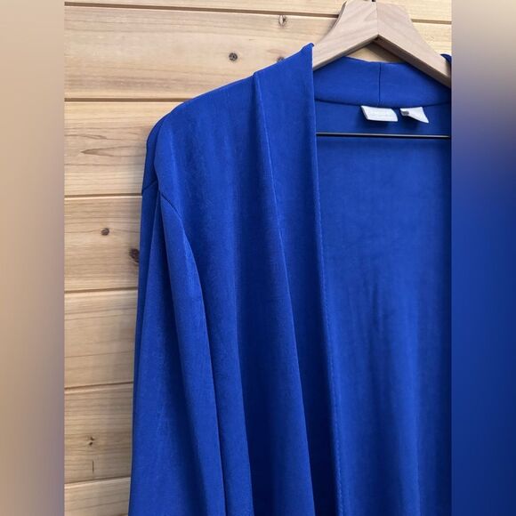 Chicos Travelers Size 3/XL Cobalt Blue Open Front Anti Wrinkle Cardigan - Picture 3 of 11
